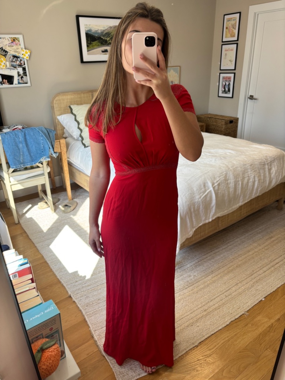 Yigal Azrouel Red Short-Sleeve Maxi Dress